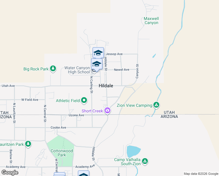 map of restaurants, bars, coffee shops, grocery stores, and more near 780 Hildale Street in Hildale