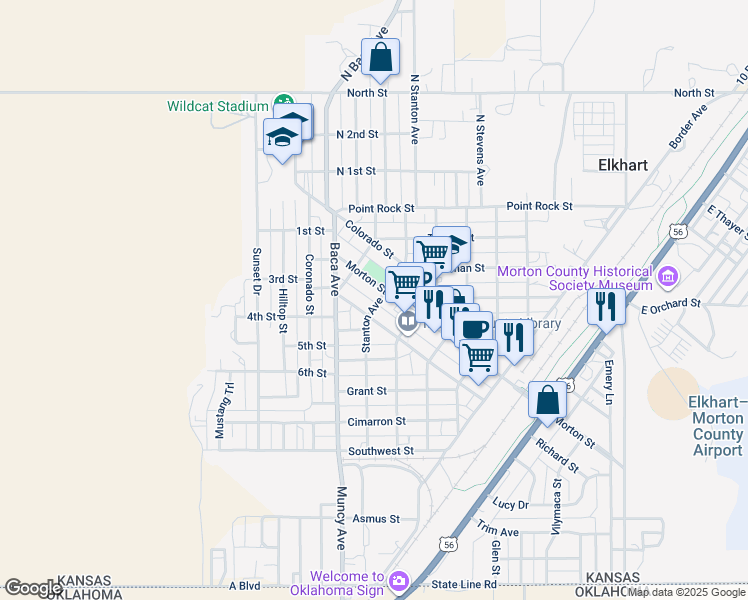 map of restaurants, bars, coffee shops, grocery stores, and more near 417 Stanton Avenue in Elkhart