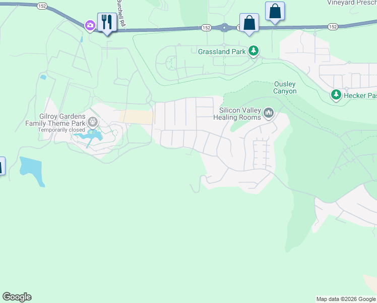 map of restaurants, bars, coffee shops, grocery stores, and more near 2870 Berwick Avenue in Gilroy