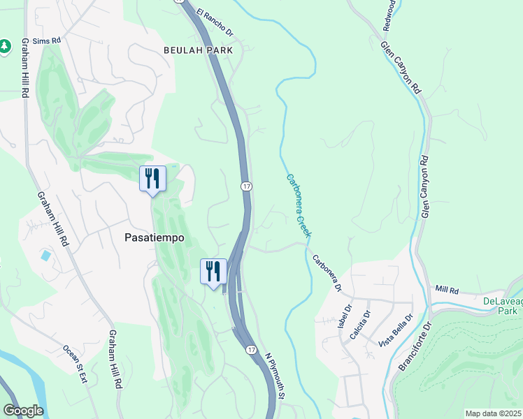 map of restaurants, bars, coffee shops, grocery stores, and more near 646 El Rancho Drive in Santa Cruz