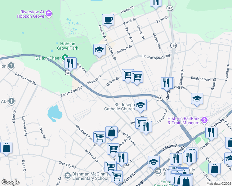 map of restaurants, bars, coffee shops, grocery stores, and more near 674-698 West Main Avenue in Bowling Green
