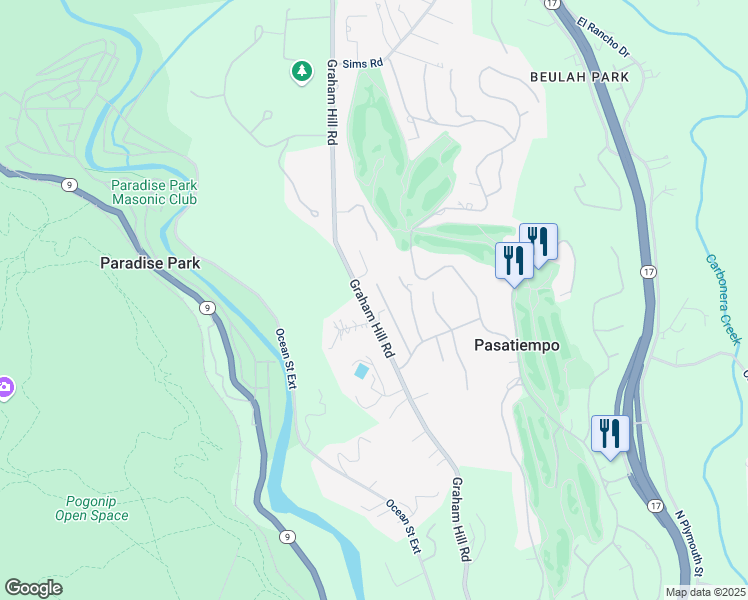 map of restaurants, bars, coffee shops, grocery stores, and more near 770 Graham Hill Road in Santa Cruz