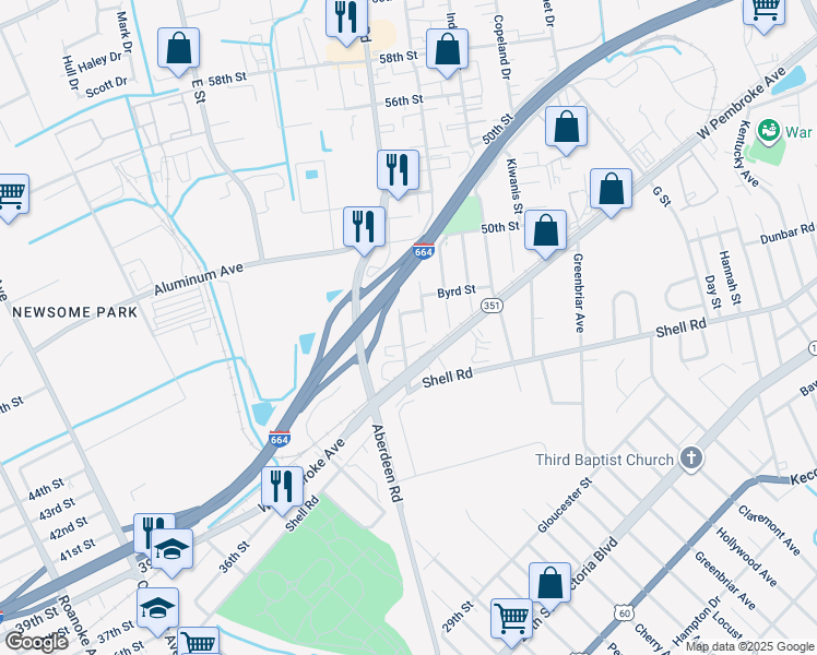 map of restaurants, bars, coffee shops, grocery stores, and more near 118 Old Aberdeen Road in Hampton