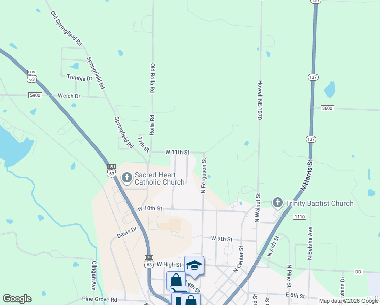 map of restaurants, bars, coffee shops, grocery stores, and more near 1010-1098 Sassafras St in Willow Springs