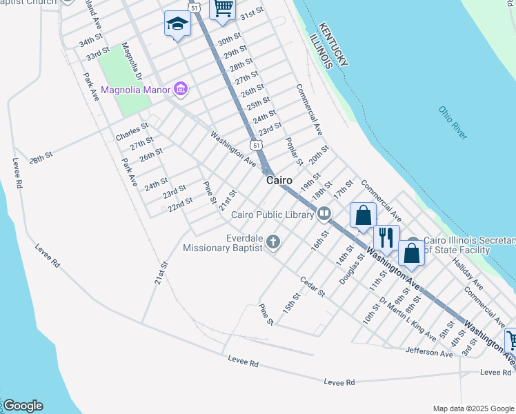 map of restaurants, bars, coffee shops, grocery stores, and more near 501 Cross Street in Cairo