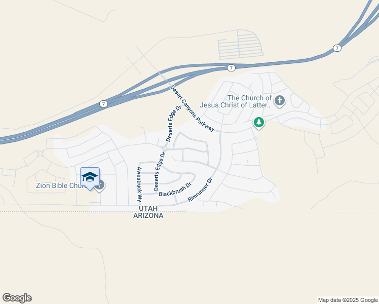 map of restaurants, bars, coffee shops, grocery stores, and more near 3516 East Broken Mesa Drive in St. George