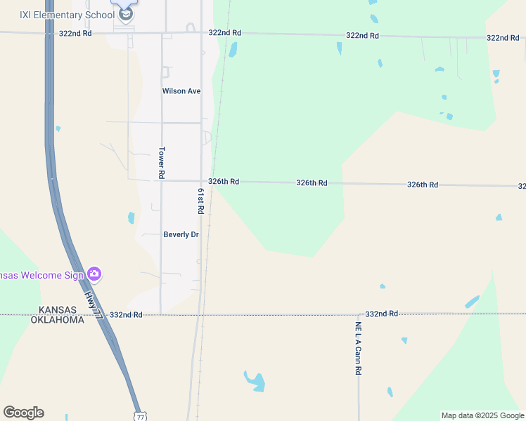 map of restaurants, bars, coffee shops, grocery stores, and more near 7179 326th Road in Arkansas City