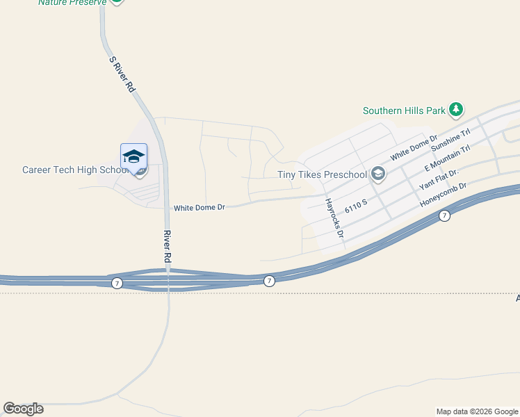 map of restaurants, bars, coffee shops, grocery stores, and more near 1576 Hayrocks Drive in St. George