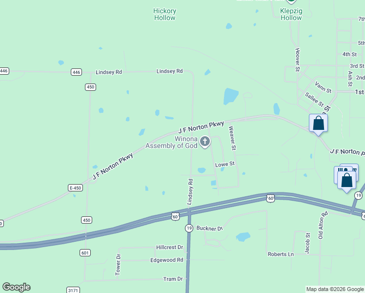 map of restaurants, bars, coffee shops, grocery stores, and more near 8643 Lindsey Road in Winona