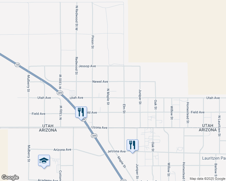 map of restaurants, bars, coffee shops, grocery stores, and more near 885 Elm Street in Hurricane