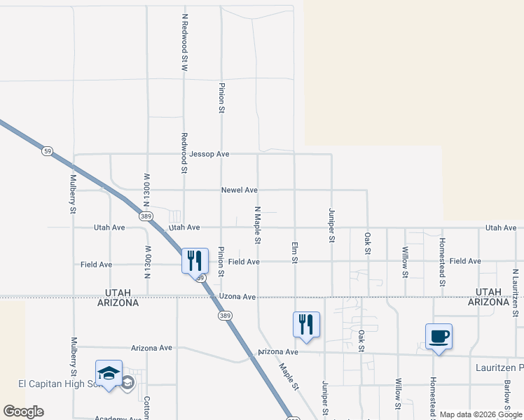 map of restaurants, bars, coffee shops, grocery stores, and more near 150 Maple Street in Hurricane