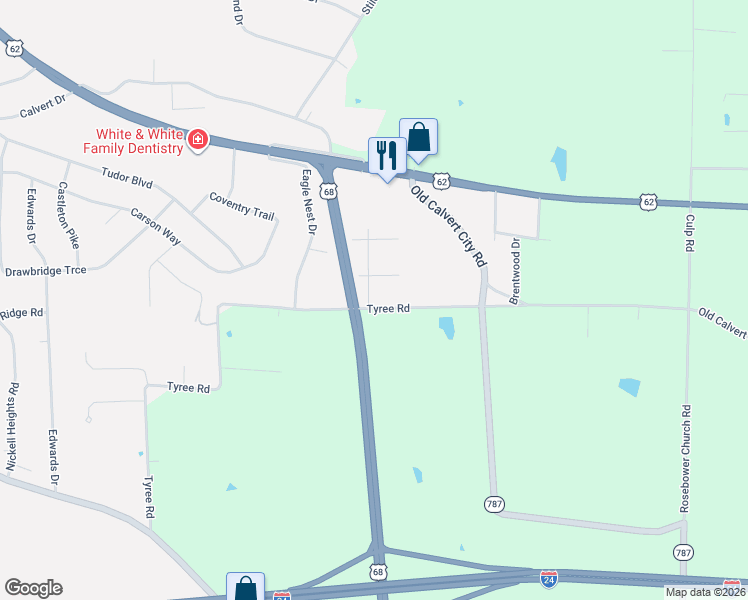 map of restaurants, bars, coffee shops, grocery stores, and more near 901-939 Lee St in Paducah