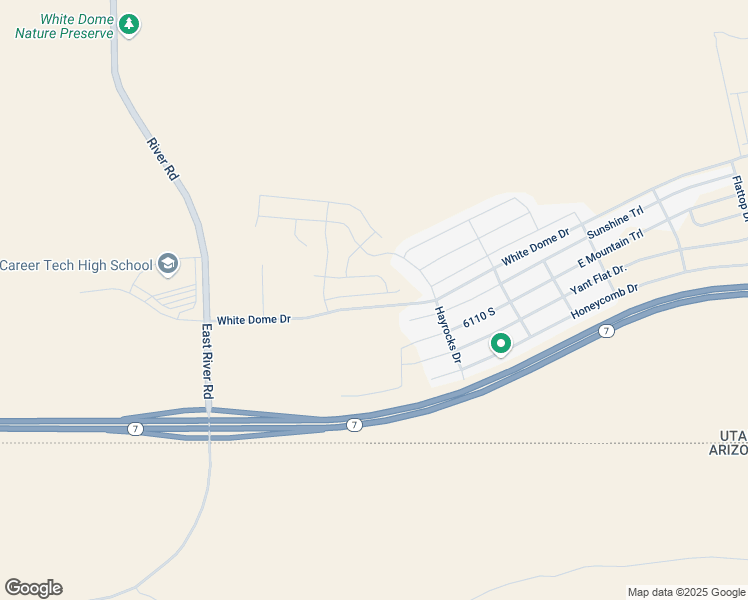 map of restaurants, bars, coffee shops, grocery stores, and more near 1494 White Hollow Lane in St. George