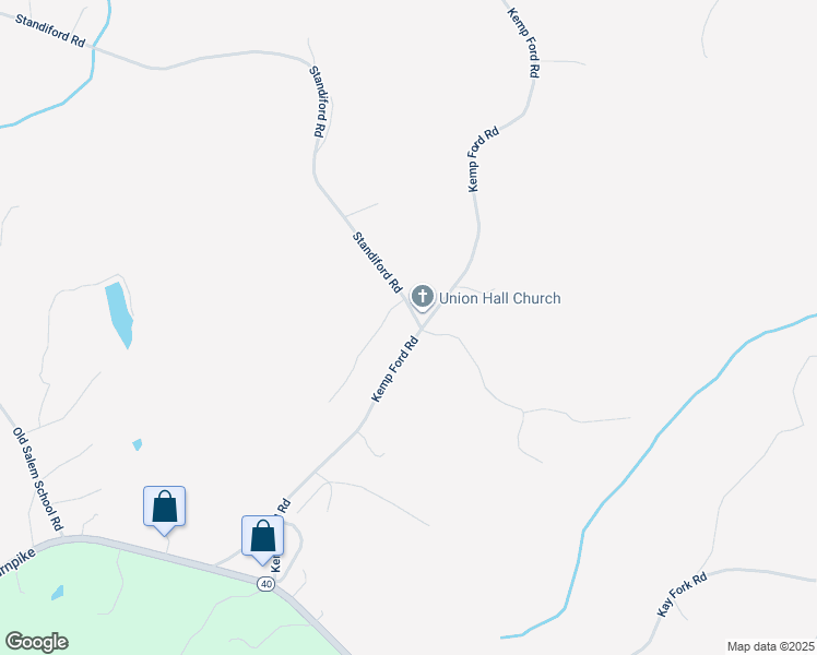 map of restaurants, bars, coffee shops, grocery stores, and more near 695 Kemp Ford Road in Union Hall