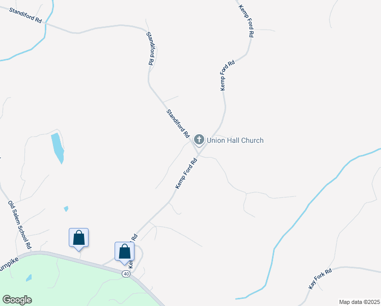 map of restaurants, bars, coffee shops, grocery stores, and more near 695 Kemp Ford Road in Union Hall