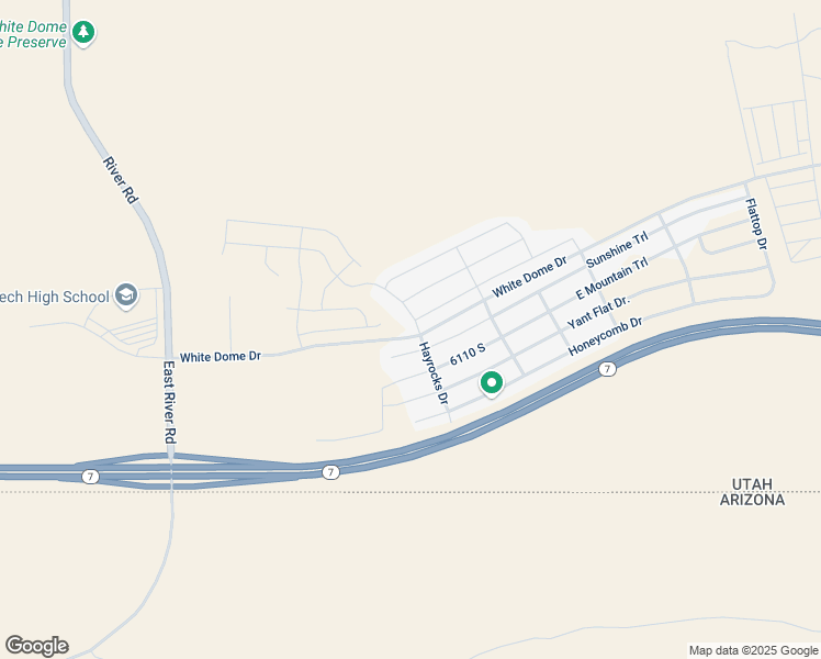map of restaurants, bars, coffee shops, grocery stores, and more near 1576 Hayrocks Drive in St. George