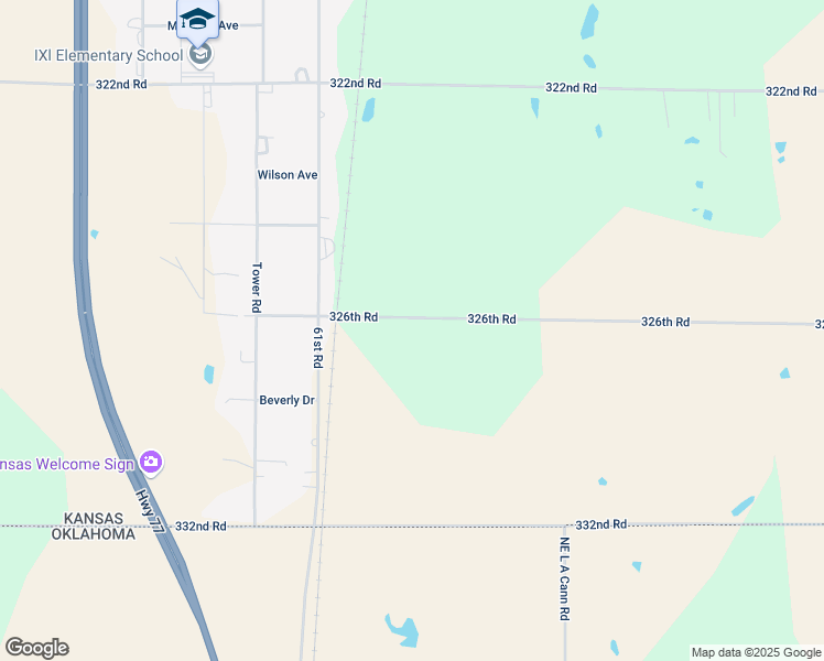 map of restaurants, bars, coffee shops, grocery stores, and more near 7179 326th Road in Arkansas City