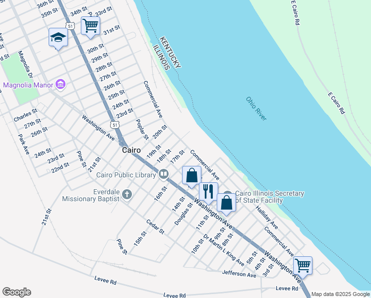 map of restaurants, bars, coffee shops, grocery stores, and more near 201-299 17th Street in Cairo
