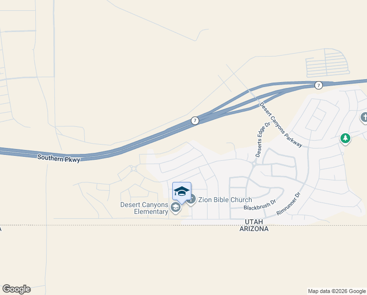 map of restaurants, bars, coffee shops, grocery stores, and more near Southern Parkway in St. George