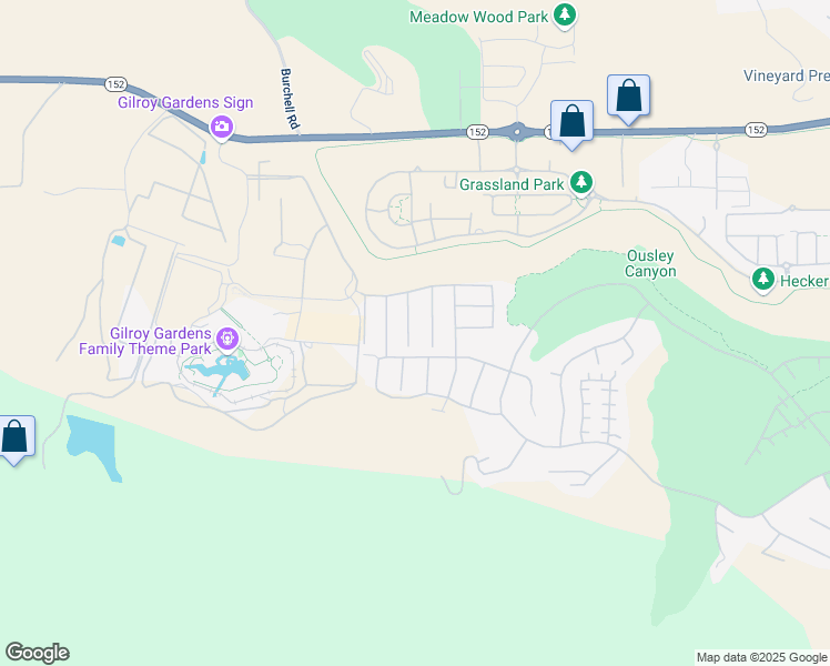 map of restaurants, bars, coffee shops, grocery stores, and more near 7634 Alister Court in Gilroy