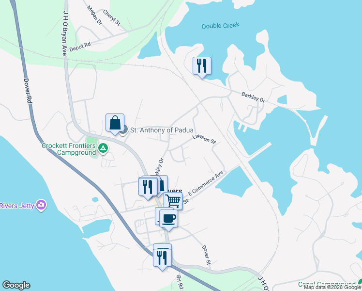 map of restaurants, bars, coffee shops, grocery stores, and more near 291 Lawson Street in Grand Rivers