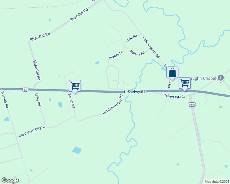 map of restaurants, bars, coffee shops, grocery stores, and more near 9675 U.S. 62 in Calvert City