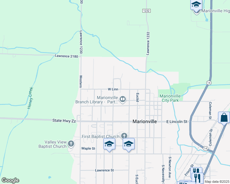 map of restaurants, bars, coffee shops, grocery stores, and more near in Lawrence County