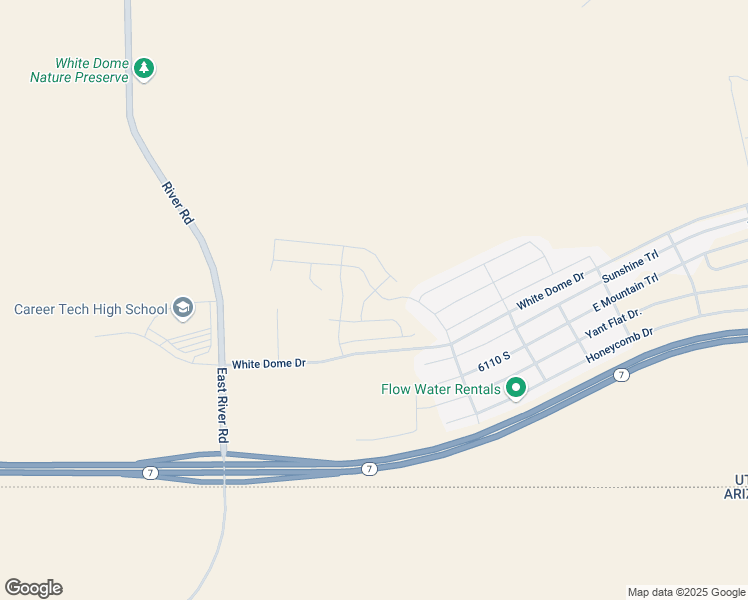 map of restaurants, bars, coffee shops, grocery stores, and more near 1418 Hayrocks Drive in St. George