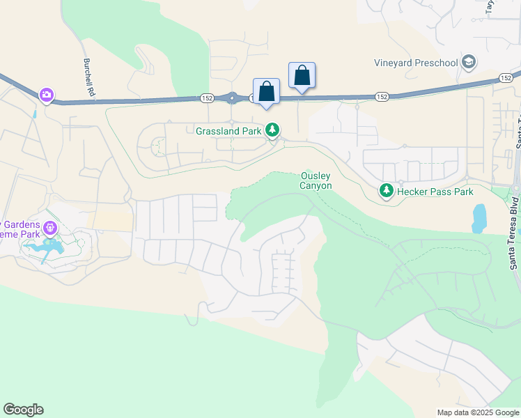 map of restaurants, bars, coffee shops, grocery stores, and more near 2531 Club Drive in Gilroy