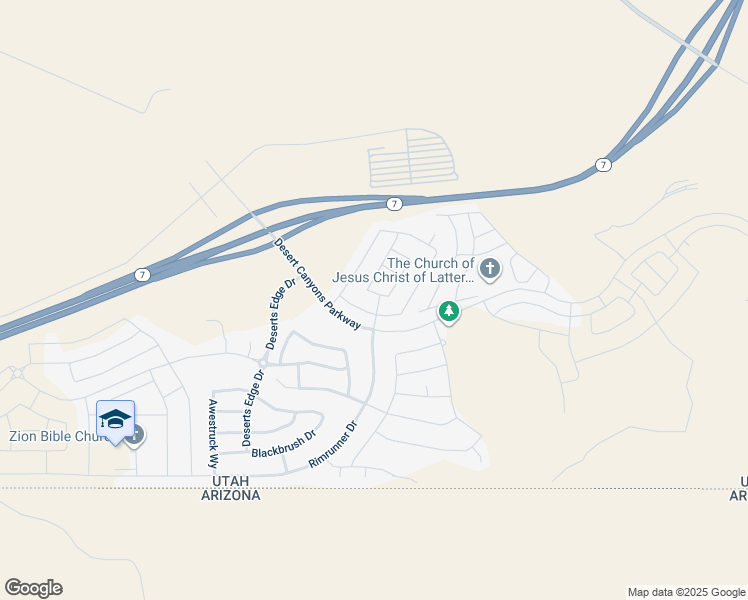map of restaurants, bars, coffee shops, grocery stores, and more near 3642 Altair Way in St. George