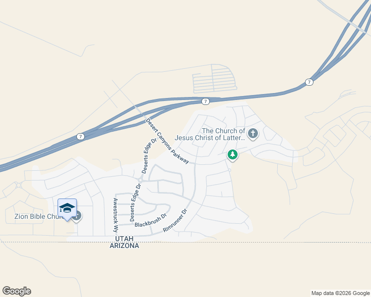 map of restaurants, bars, coffee shops, grocery stores, and more near 3597 East Antares Lane in St. George