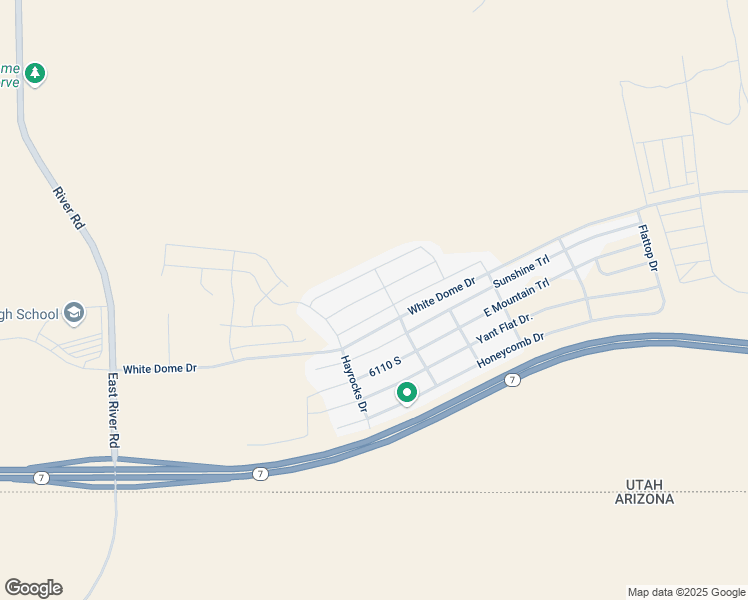 map of restaurants, bars, coffee shops, grocery stores, and more near 1652E County Canyon Drive in St. George