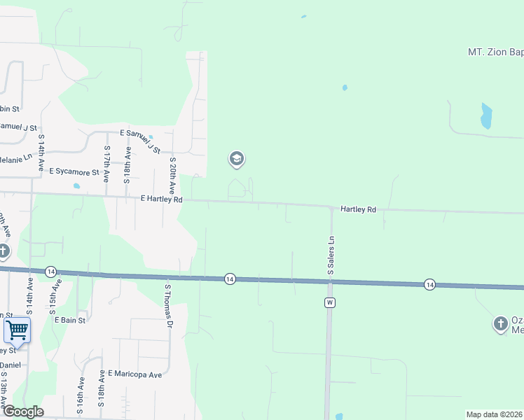 map of restaurants, bars, coffee shops, grocery stores, and more near 2600 East Hartley Road in Ozark