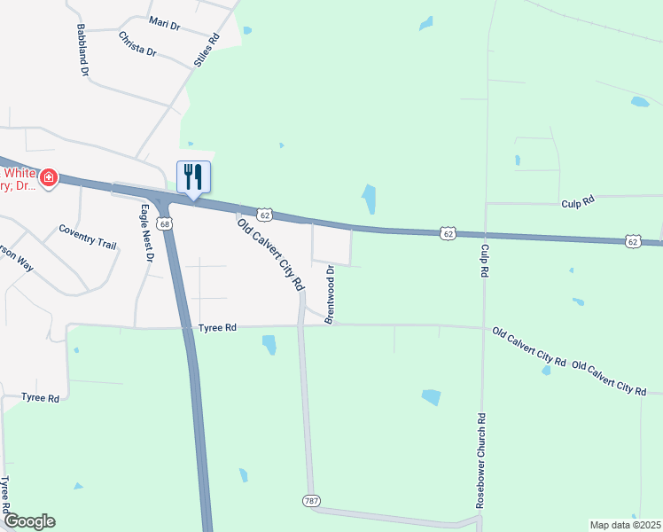 map of restaurants, bars, coffee shops, grocery stores, and more near 213-299 Brentwood Drive in Paducah