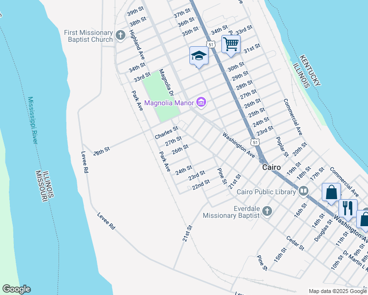 map of restaurants, bars, coffee shops, grocery stores, and more near 2599 Holbrook Ave in Cairo