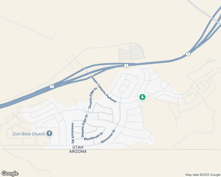 map of restaurants, bars, coffee shops, grocery stores, and more near Desert Crest Drive in St. George