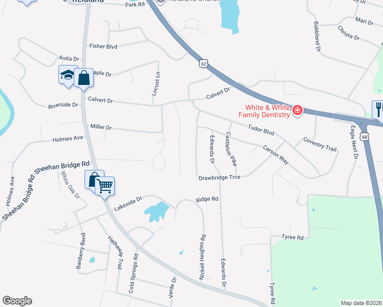 map of restaurants, bars, coffee shops, grocery stores, and more near 314-398 Drawbridge Trce in Paducah