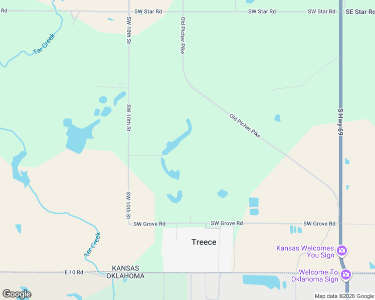 map of restaurants, bars, coffee shops, grocery stores, and more near 997 Southwest Groundhog Drive in Baxter Springs