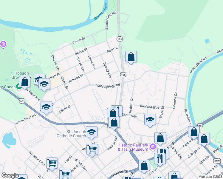 map of restaurants, bars, coffee shops, grocery stores, and more near 707-711 Gordon Avenue in Bowling Green