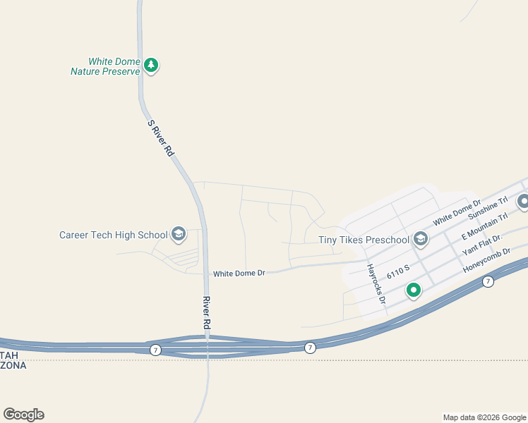 map of restaurants, bars, coffee shops, grocery stores, and more near White Rim Court in St. George