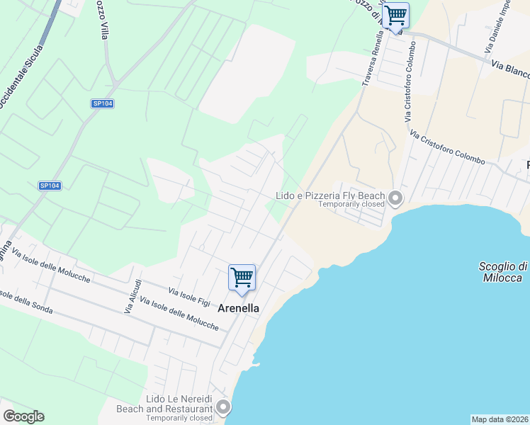 map of restaurants, bars, coffee shops, grocery stores, and more near 19 Via Isole della Caledonia e Ellice in Arenella