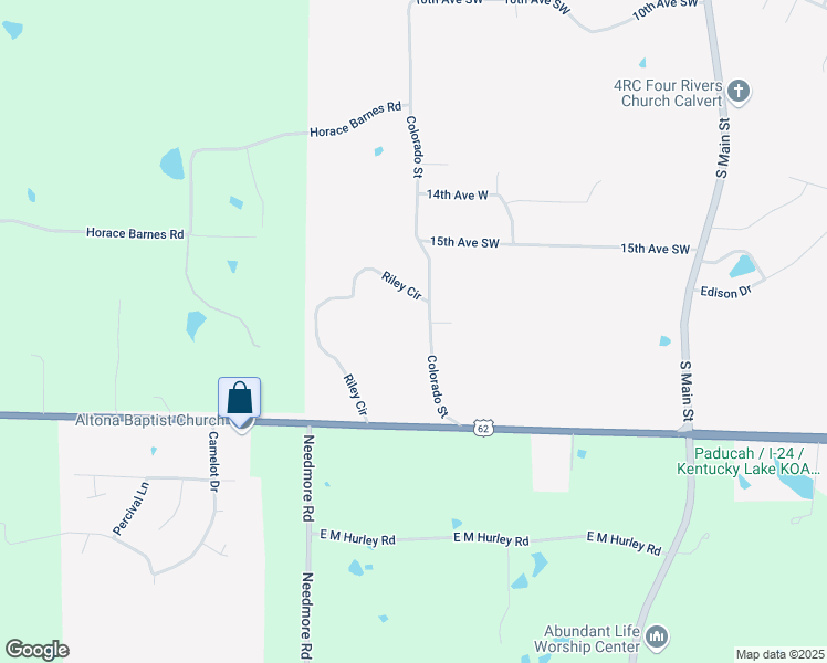 map of restaurants, bars, coffee shops, grocery stores, and more near 602-628 Riley Circle in Calvert City