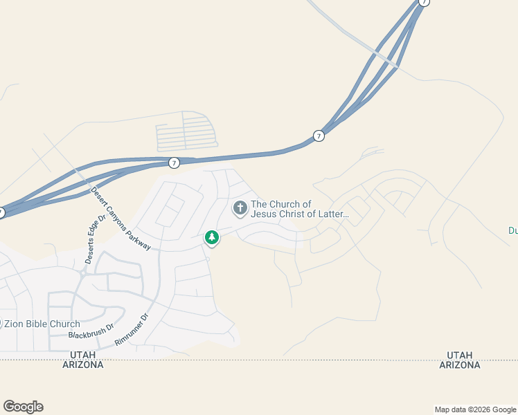 map of restaurants, bars, coffee shops, grocery stores, and more near 5877 South Charger Loop in St. George