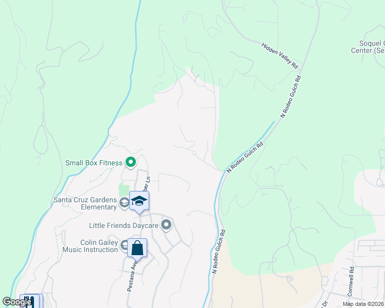 map of restaurants, bars, coffee shops, grocery stores, and more near 320 Bronco Road in Soquel