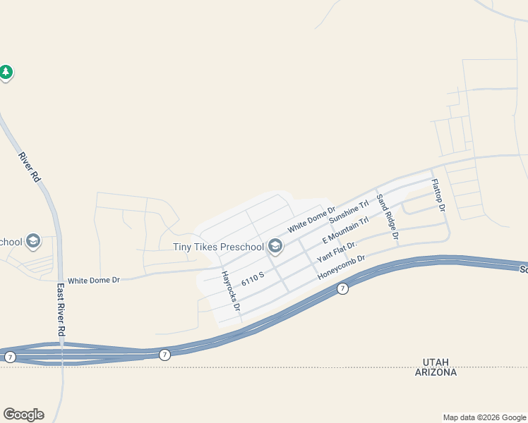map of restaurants, bars, coffee shops, grocery stores, and more near 1729 County Canyon Drive in St. George