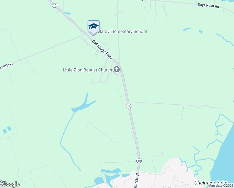 map of restaurants, bars, coffee shops, grocery stores, and more near 9616 Old Stage Highway in Smithfield