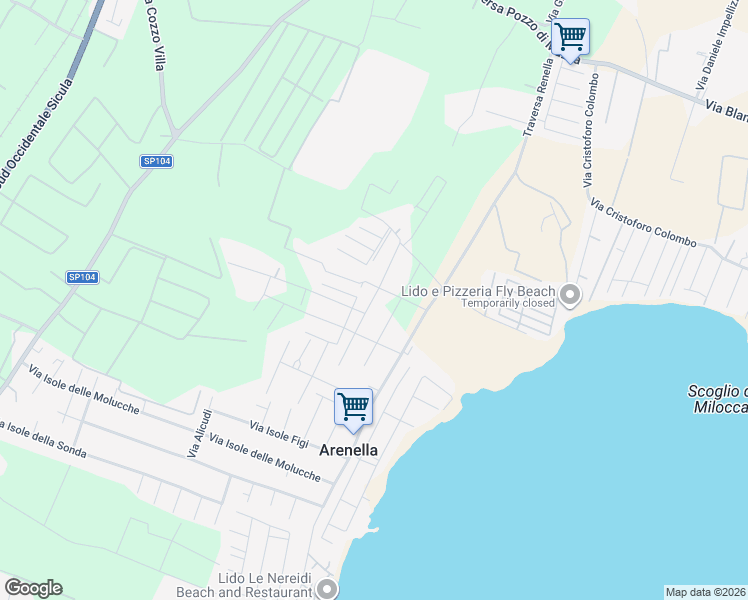 map of restaurants, bars, coffee shops, grocery stores, and more near 19 Via Isole della Caledonia e Ellice in Arenella