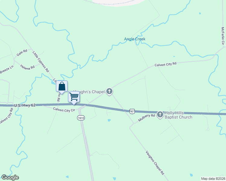map of restaurants, bars, coffee shops, grocery stores, and more near 1-99 Vaughns Chapel Road in Calvert City