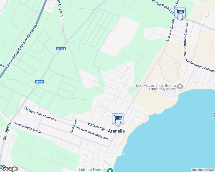 map of restaurants, bars, coffee shops, grocery stores, and more near 16 Via Isola Tasmania in Arenella