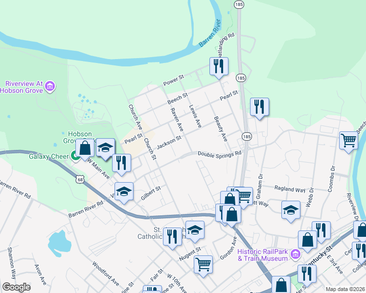 map of restaurants, bars, coffee shops, grocery stores, and more near 955 Raven Avenue in Bowling Green